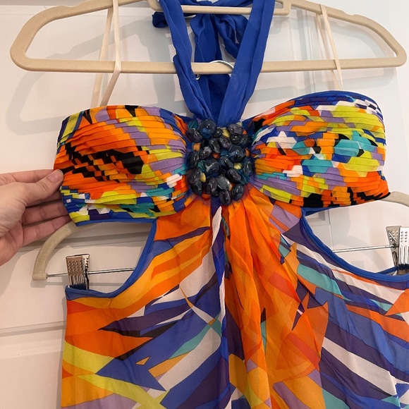 BCBG MaxAzria Fun Colorful Maxi with Cut-outs, Siize 2 - Picture 2 of 8